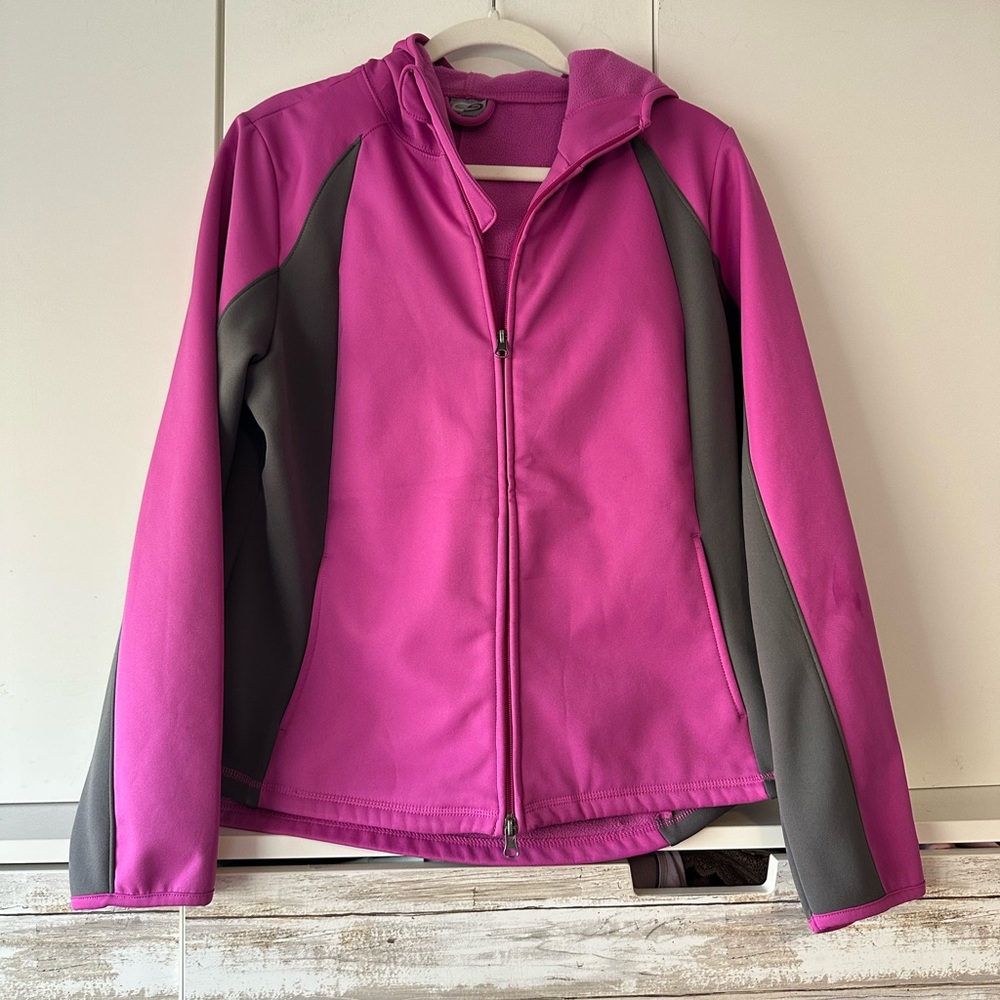 💖 Champion Duo Dry Fuchsia Gray Zip Up Jacket Athletic Hoodie Women’s L 💖